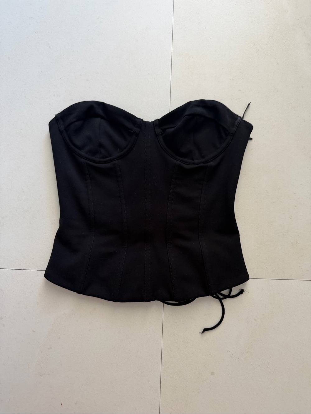 White Fox Boutique Black Strapless Corset Top